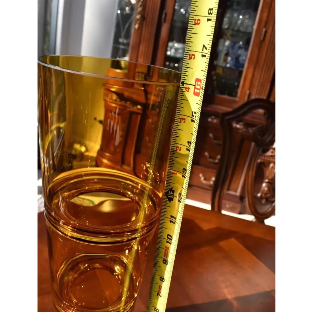 Vintage MCM Amber Art Stacked Glass Vase 16